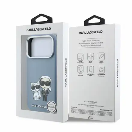 Karl Lagerfeld PU Semi Wrap Smooth Sketch Bodies Magsafe kryt iPhone 18 Pro modrý