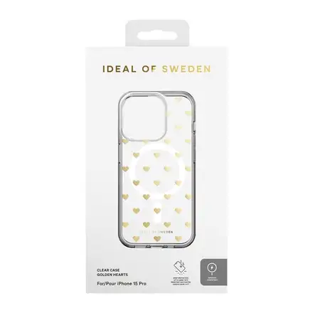 iDeal Fashion Clear Case MagSafe iPhone 15 Pro Golden Hearts