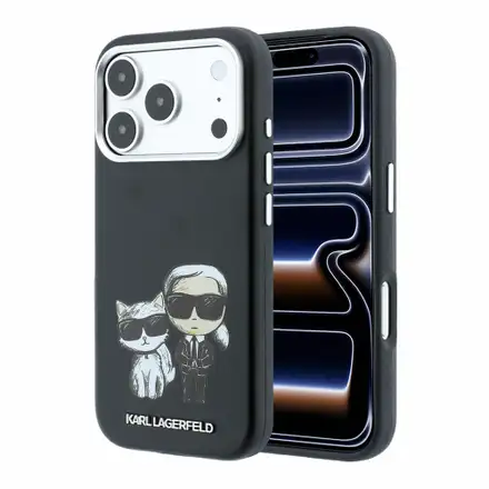 Karl Lagerfeld PU Semi Wrap Smooth Sketch Bodies Magsafe kryt iPhone 18 Pro Max čierna