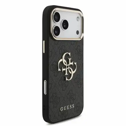 Guess PU 4G Metal Logo Strap kryt iPhone 18 Pro Max čierny