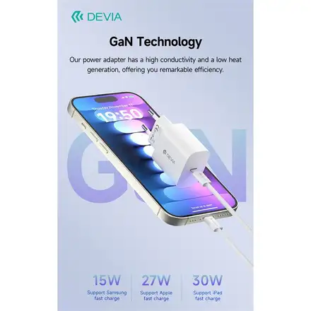 Devia sieťová nabíjačka Smart Series PD 30W with USB-C Cable - White