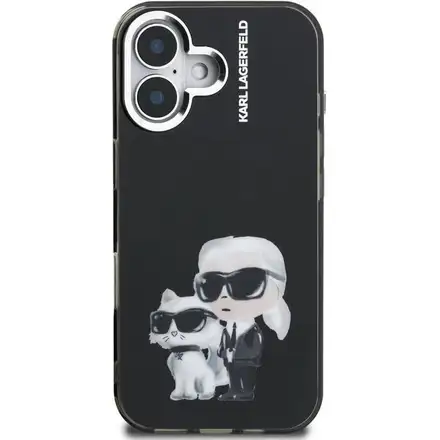 Karl Lagerfeld IML Aquarelle Karl and Choupette kryt iPhone 16 čierny