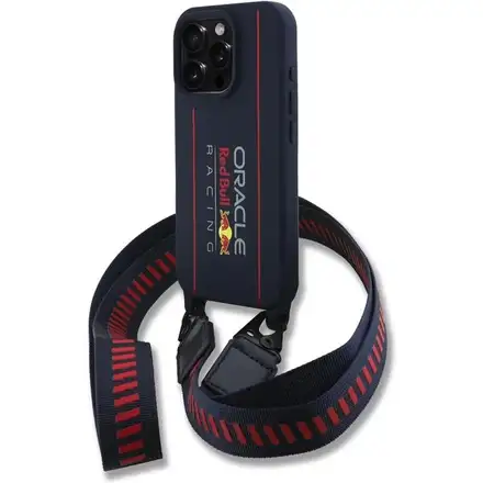 Red Bull Silicone Vertical Logo MagSafe Zadný Kryt + Crossbody popruh pre iPhone 16 Pro Max modrý