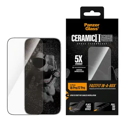 PanzerGlass ochranné sklo UWF Ceramic pre iPhone 18 Pro - Black Frame