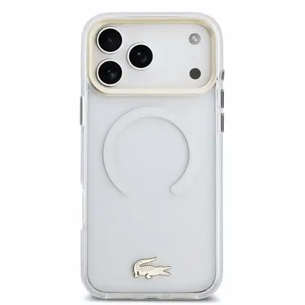 Lacoste PC/TPU Frosted Finish Gold Logo MagSafe kryt iPhone 18 Pro Max priehľadný