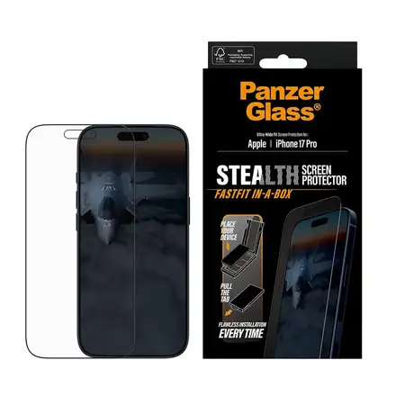 PanzerGlass ochranné sklo UWF Stealth pre iPhone 17 Pro - Black Frame