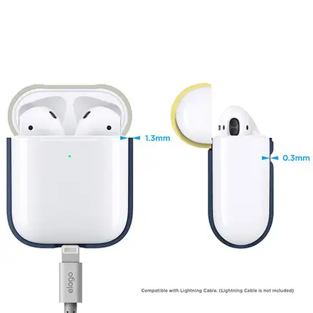 Elago Airpods 2 Silicone Duo Case - Jean Indigo/ White, Yellow