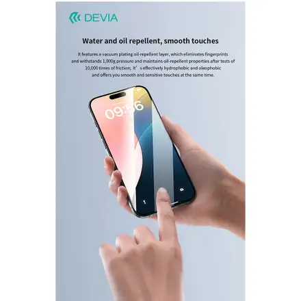 Devia ochranné sklo Van Series Anti-Static pre iPhone 16 Pro Max - Black Frame