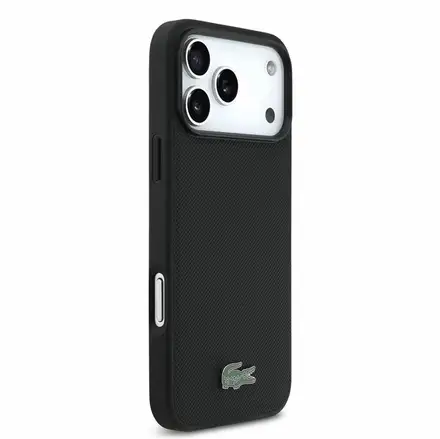 Lacoste PVC Iconic Petit Pique Metal Logo MagSafe kryt iPhone 18 Pro Max čierny