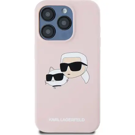 Karl Lagerfeld Liquid Silicone Double Heads MagSafe kryt iPhone 15 Pro Max ružový
