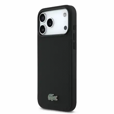 Lacoste PVC Iconic Petit Pique Metal Logo MagSafe kryt iPhone 18 Pro Max čierny