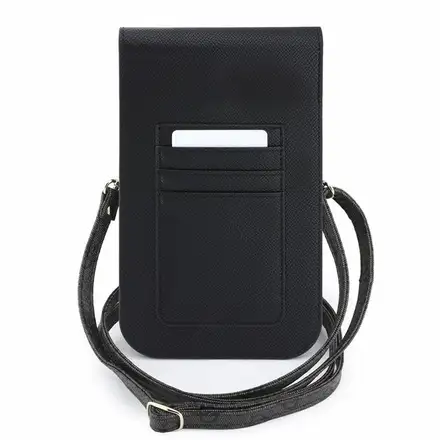 Guess PU Leather+Grained 4G Metal Logo Taška na Telefón čierna