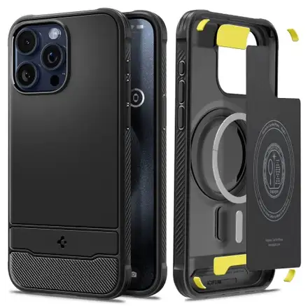 Spigen kryt Rugged Armor Magsafe pre iPhone 15 Pro Max - Matte Black