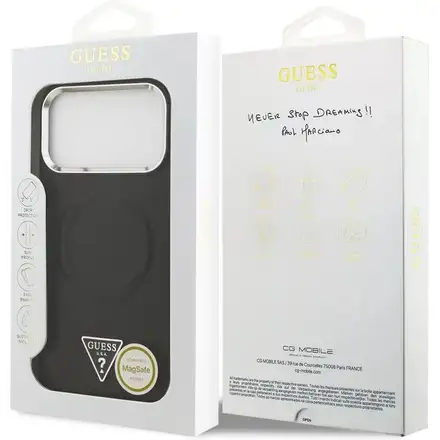 Guess PU Leather Triangle Logo MagSafe kryt iPhone 17 Pro čierny