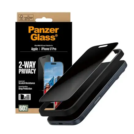 PanzerGlass ochranné sklo UWF 2-Way Privacy pre iPhone 17 Pro - Black Frame