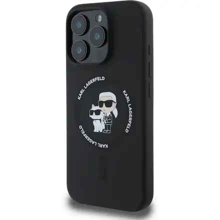 Karl Lagerfeld Liquid Silicone Karl and Choupette MagSafe kryt iPhone 16 Pro Max čierny