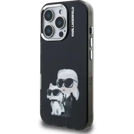 Karl Lagerfeld IML Aquarelle Karl and Choupette kryt iPhone 16 Pro Max čierny