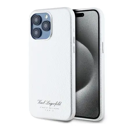 Karl Lagerfeld Grained PU Hotel RSG kryt iPhone 15 Pro Max šedá