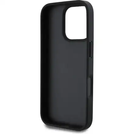 Guess PU 4G Strass Triangle Metal Logo kryt iPhone 16 Pro Max čierny