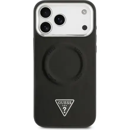 Guess PU Leather Triangle Logo MagSafe kryt iPhone 17 Pro čierny