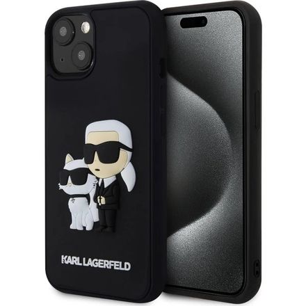 Karl Lagerfeld 3D Rubber Karl and Choupette kryt iPhone 13 čierny