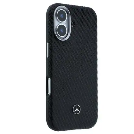 Mercedes PU Leather Wood Semi Wrap MagSafe Kryt pre iPhone 17 čierny