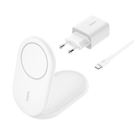 Belkin Boost Charge Magnetic Wireless Charger with Qi2 15W + 20W Charger - White