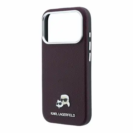 Karl Lagerfeld PU Grained Semi Wrap K&CH Heads Magsafe kryt iPhone 18 Pro tmavo červená