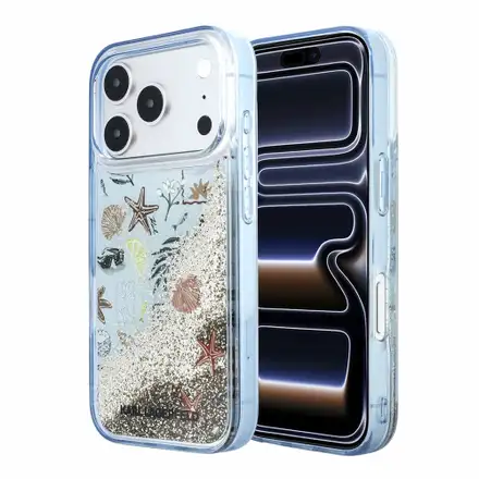 Karl Lagerfeld Liquid Glitter Beach kryt iPhone 18 Pro Max modrý