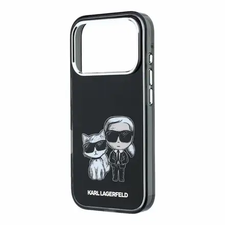 Karl Lagerfeld PU Semi Wrap Smooth Sketch Bodies Magsafe kryt iPhone 18 Pro Max čierna