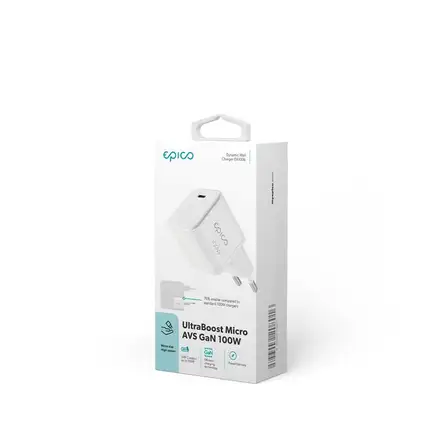 Epico UltraBoost Micro AVS GaN 100W dynamický sieťový adaptér EA100b - biela