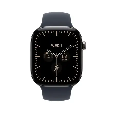 Apple Watch Series 12 GPS + Cellular 42mm Natural Titanium Case with Navy Blue Sport Band - S/M