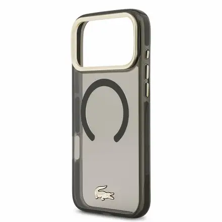 Lacoste PC/TPU Frosted Finish Gold Logo MagSafe kryt iPhone 18 Pro Max čierny