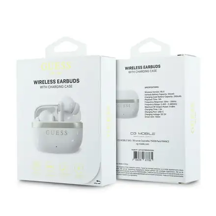 Guess Gold Line Glossy Finish TWS Bezdrôtové Slúchadlá biele