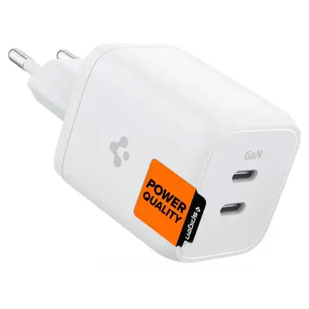 Spigen sieťová nabíjačka PowerArc Arcstation Dual USB-C GaN PD 3.0 65W - White