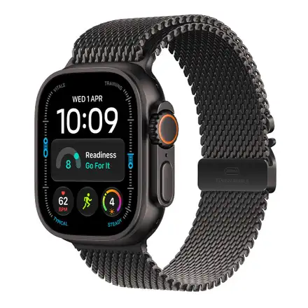 Apple Watch Ultra 4 GPS + Cellular 49mm Black Titanium Case with Black Titanium Milanese Loop - L