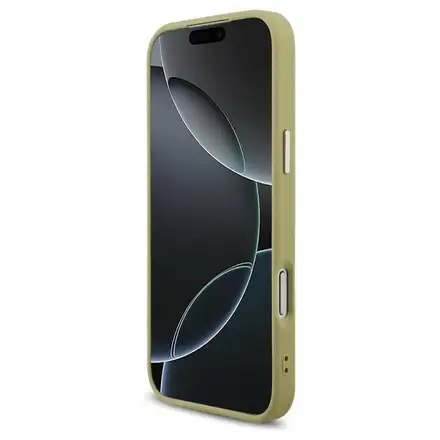 Guess PU Fixed Glitter 4G Metal Frame kryt iPhone 17 Pro Max zlatý