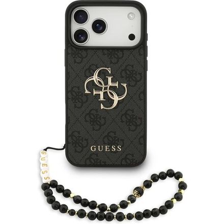 Guess PU 4G Metal Logo Strap kryt iPhone 17 Pro čierny