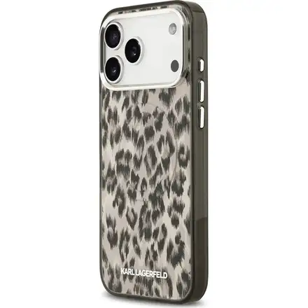 Karl Lagerfeld IML Leopard MagSafe kryt iPhone 17 Pro hnedý
