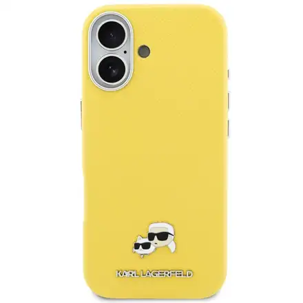 Karl Lagerfeld PU Karl and Choupette Heads Pins MagSafe kryt iPhone 17 žltý