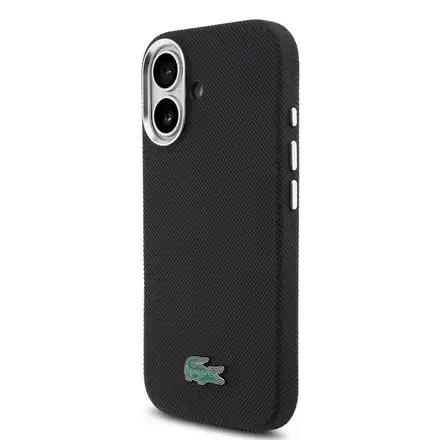 Lacoste PVC Iconic Petit Pique Metal Logo MagSafe kryt iPhone 16 čierny