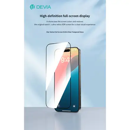 Devia ochranné sklo Star Series pre iPhone 16 Pro Max - Black Frame