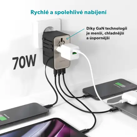 Epico UltraBoost Universal GaN 70W cestovný adaptér EU70 - titanová