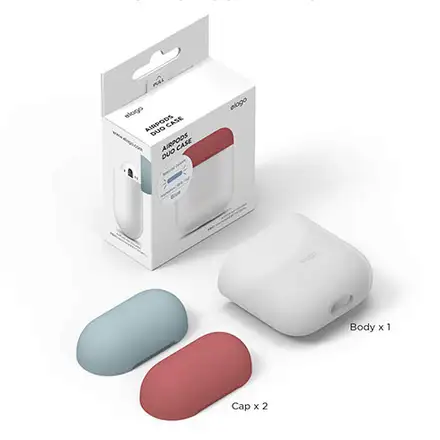 Elago Airpods Silicone Duo Case - NightGlow Blue/Pastel Blue, Pink