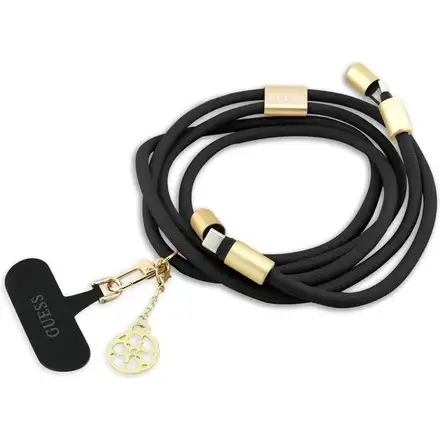 Guess Crossbody Popruh 4G Charm s Nabíjacím Káblom USB-C/USB-C čierny