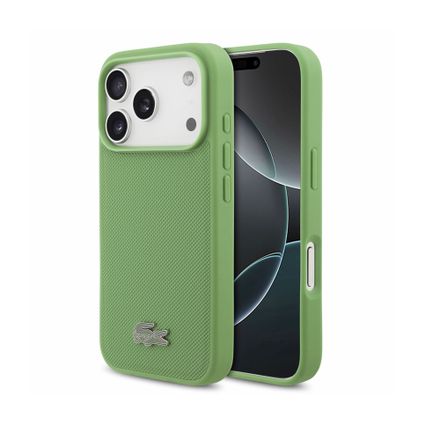 Lacoste PVC Iconic Petit Pique Metal Logo MagSafe kryt iPhone 18 Pro zelený