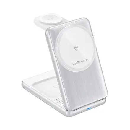 Mobile Origin 3in1 Foldable Qi2 Charger PW8 - Silver