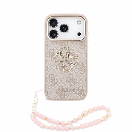 Guess PU 4G Metal Logo Strap kryt iPhone 18 Pro ružový