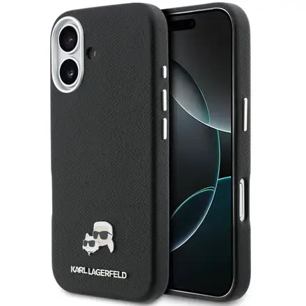 Karl Lagerfeld PU Karl and Choupette Heads Pins MagSafe kryt iPhone 17 čierny
