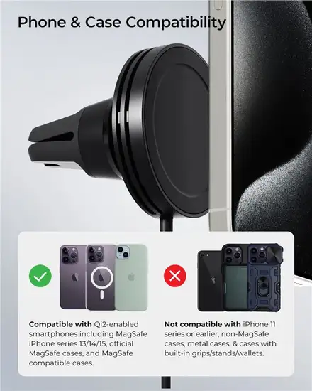 iOttie Velox Mini Qi2 Wireless Air Vent Mount - Black